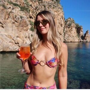 Tropical Print Bikini Top